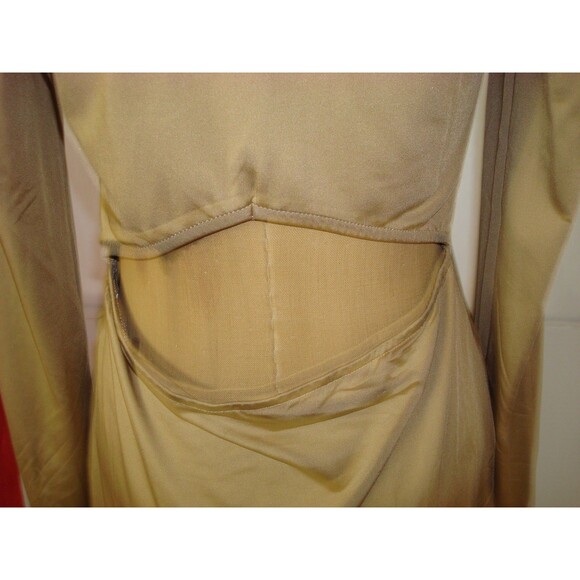 New Womens NWT Vero Moda $80 Open Back Dress Tigers Eye M Tan Gold Long Sleeves - Picture 3 of 6